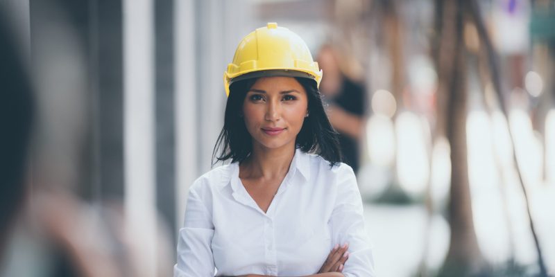 Portrait of a female engineer manager, business people in construction project