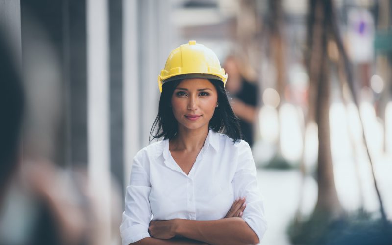 Portrait of a female engineer manager, business people in construction project